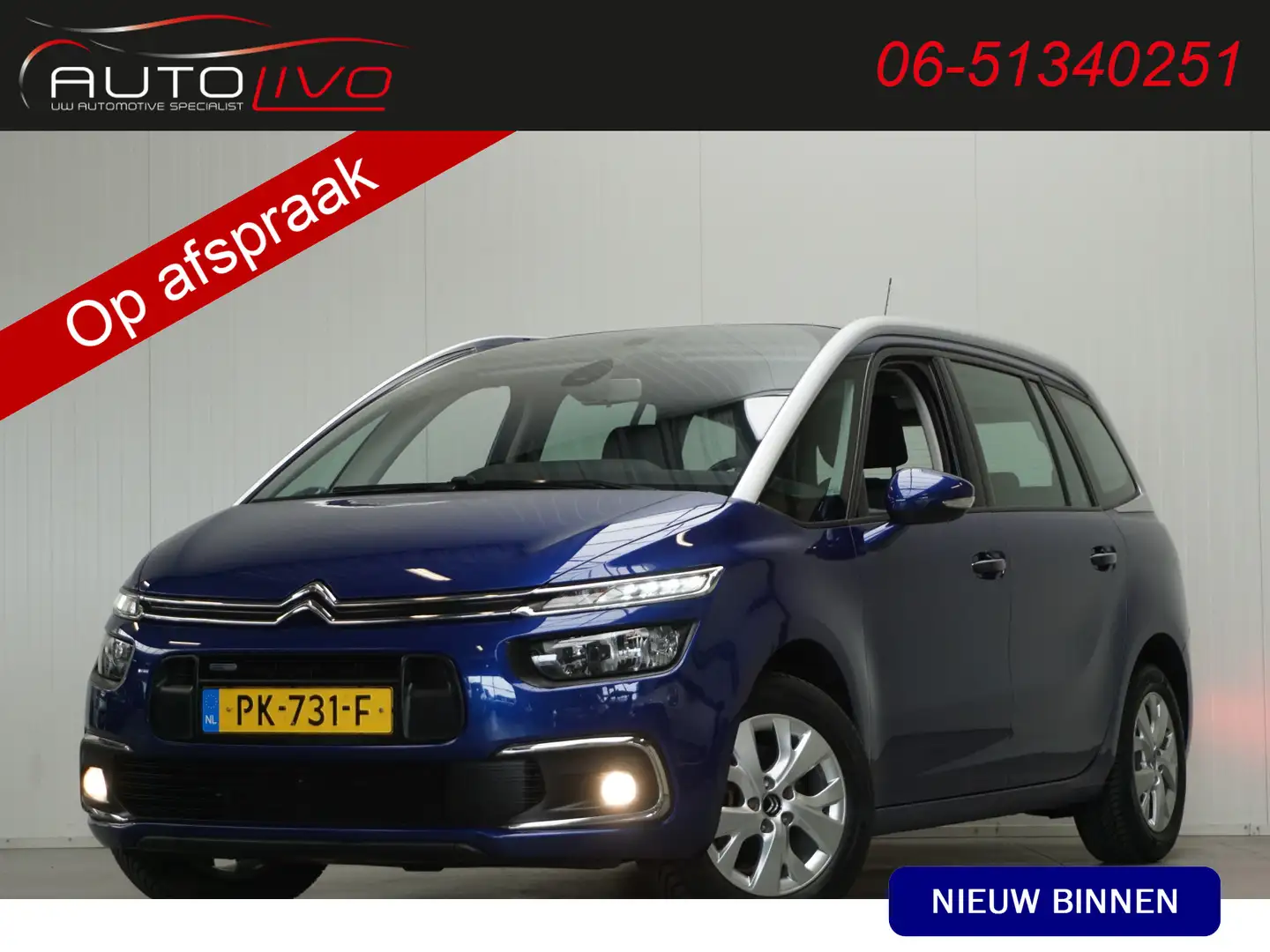 Citroen Grand C4 Picasso 1.2 PureTech Business 7 ZITS. NAVI KEYLESS APPLE P Blauw - 1
