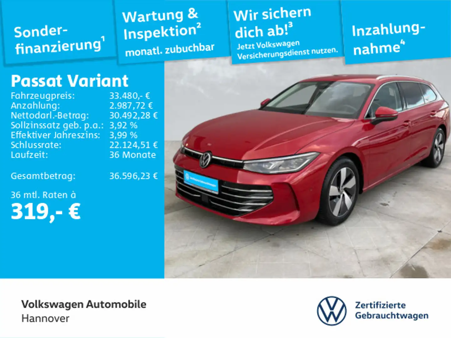 Volkswagen Passat Variant 2.0 TDI DSG Elegance Navi AHK LED Rot - 1