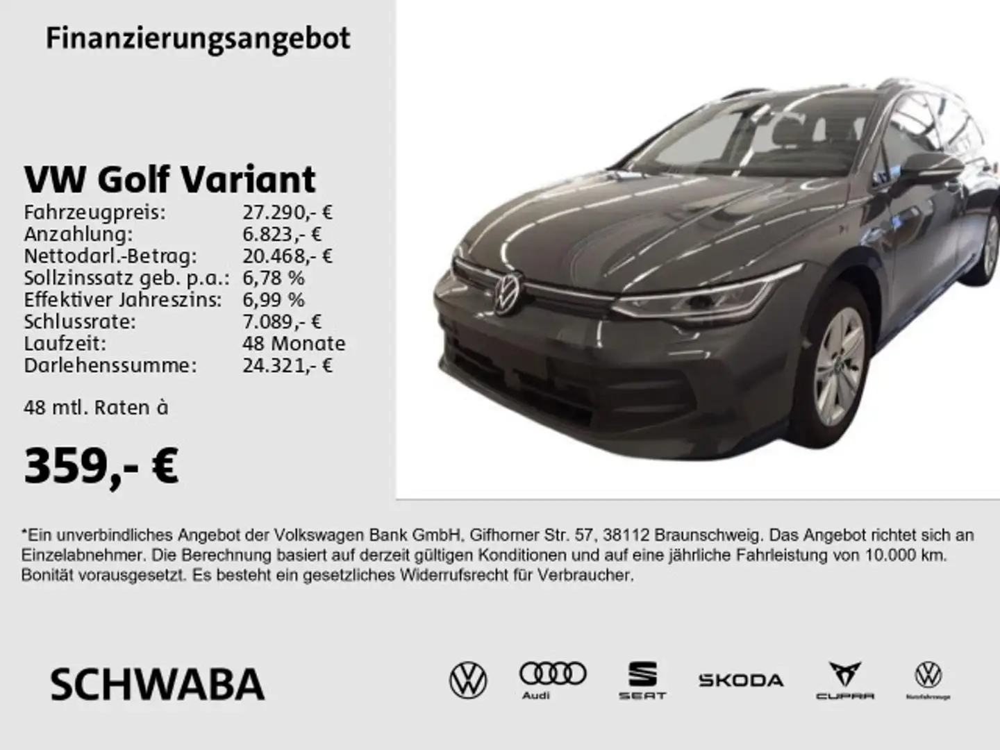 Volkswagen Golf Variant Life 1.5 eTSI DSG *LED*NAV*ACC*16"* Grau - 1