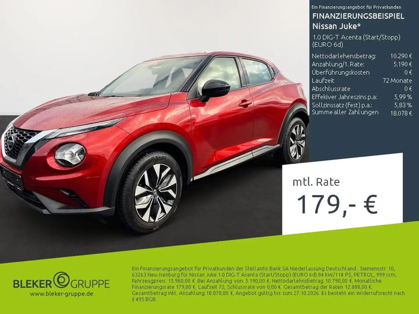 Nissan Juke 1.0 DIG-T Acenta (Start/Stopp) (EURO 6d) Rouge - 1