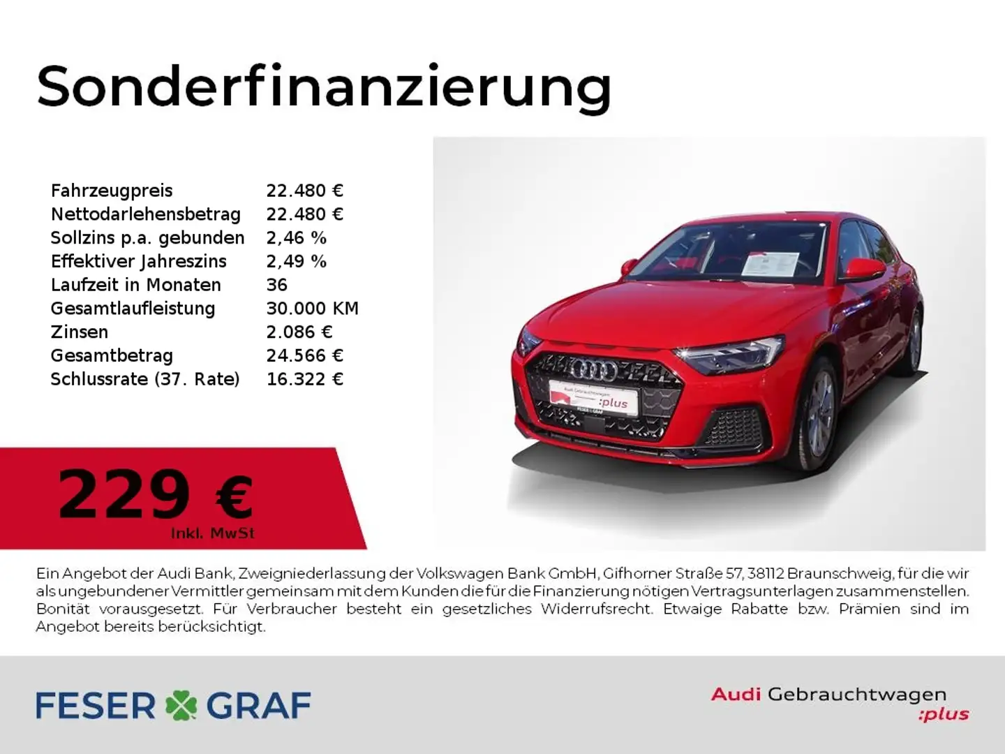 Audi A1 Sportback Leder/LED/SHZ/Tempo/PDC/Sound-S/16" Rot - 1
