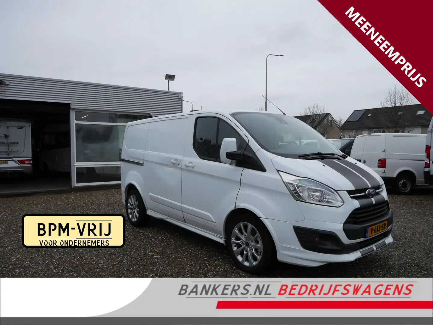 Ford Transit Custom 2.2 TDCI 155PK, L1H1, Airco, 2 x Schuifdeur Geen g Weiß - 1