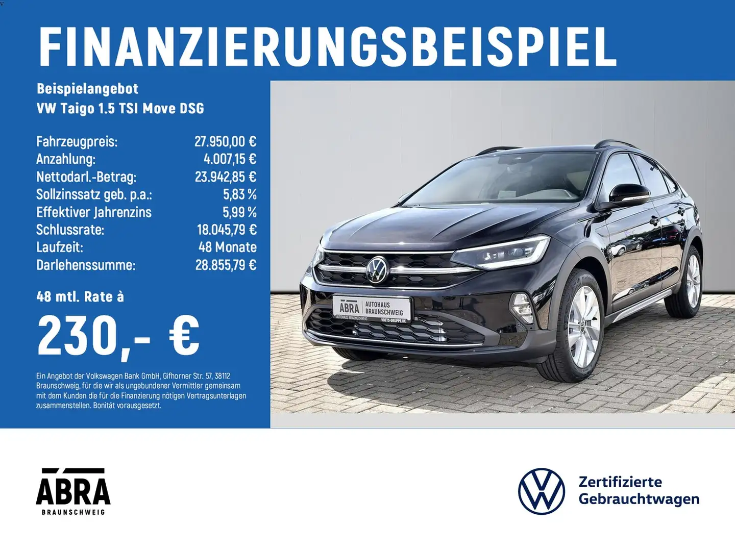 Volkswagen Taigo 1.5 TSI Move DSG IQ.LIGHT+NAV+AHK+ACC Schwarz - 2