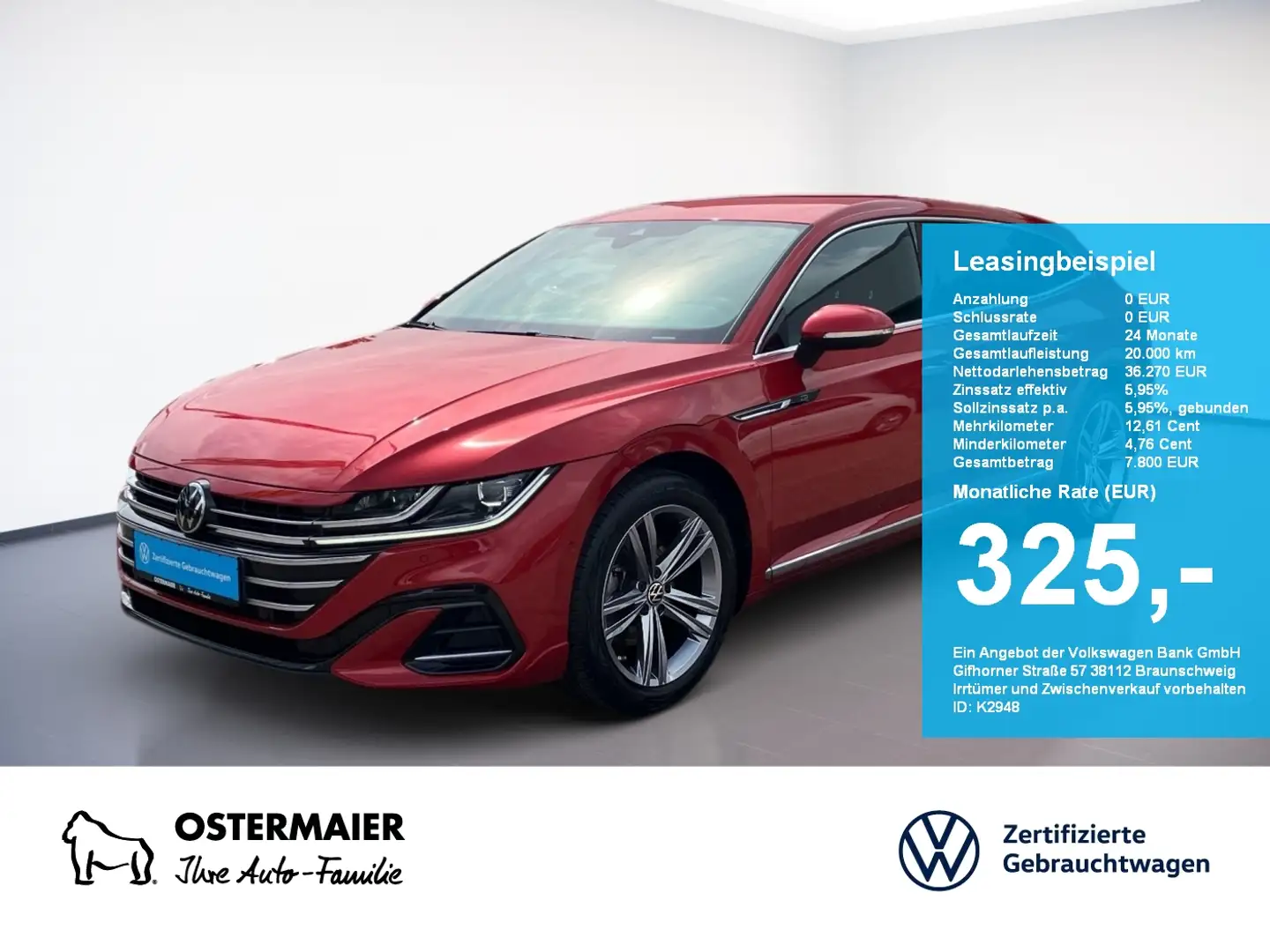 Volkswagen Arteon Shootingbrake R-LINE 2.0TDI 200PS 5J-G STDHZG.AHK. Rouge - 1