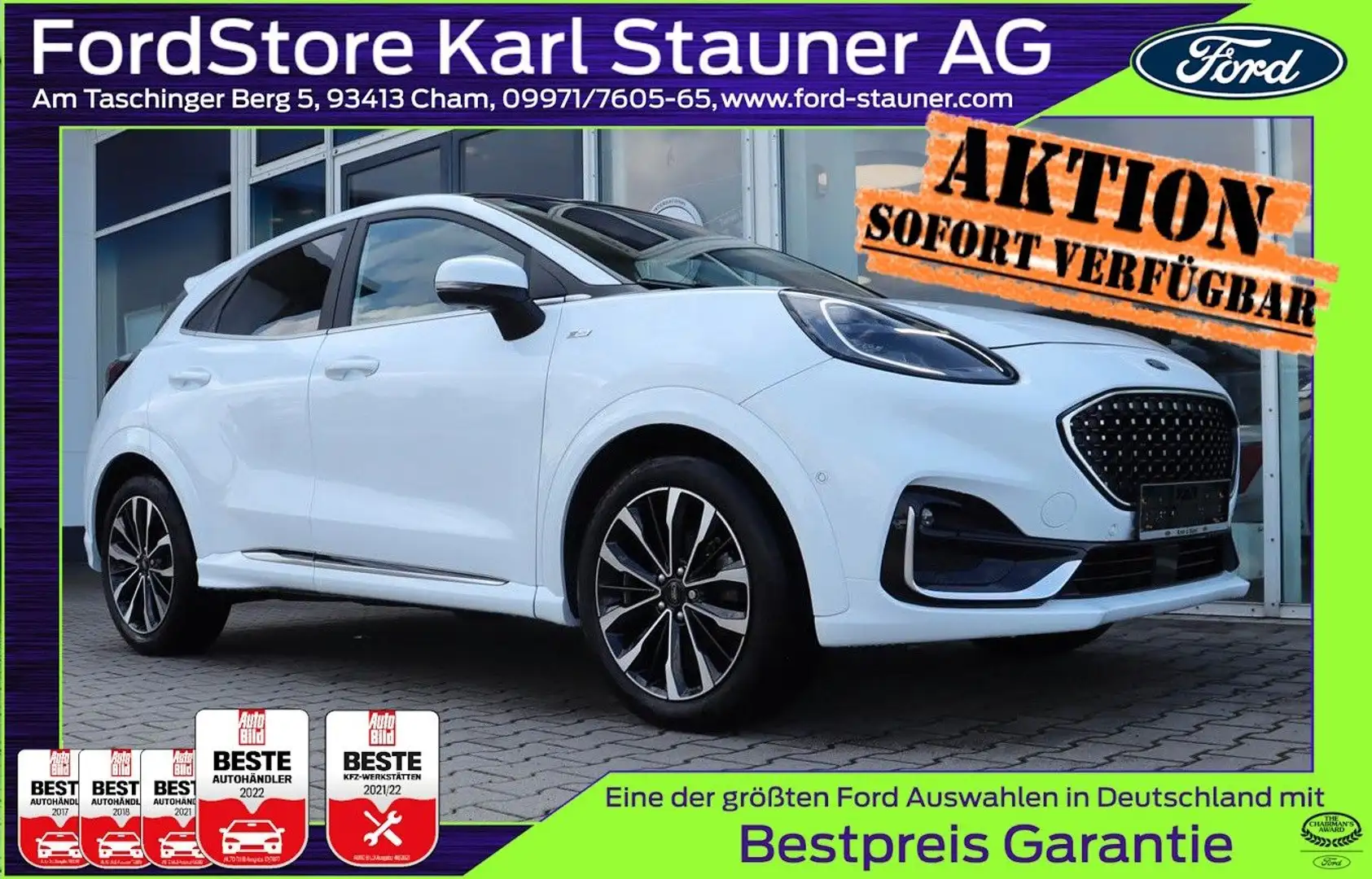 Ford Puma ST-Line Vignale 1.0 EcoB. MHEV ACC PANO Білий - 1