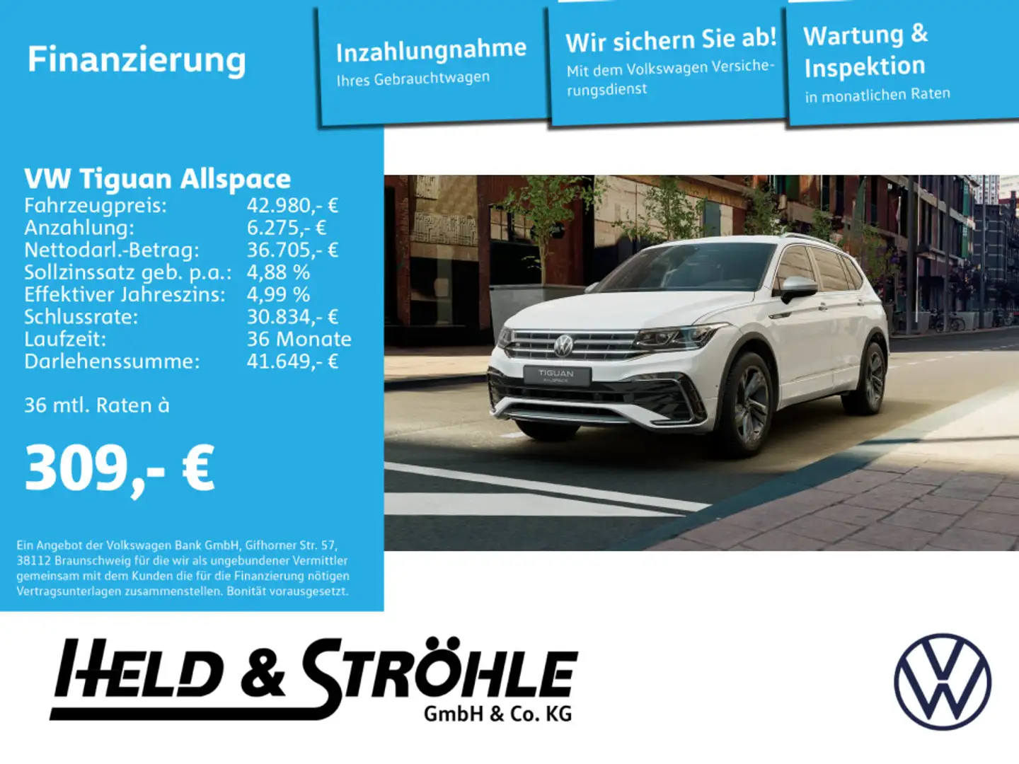 Volkswagen Tiguan Allspace R-Line 2.0 TDI DSG 4Mo. AHK NAVI Weiß - 1