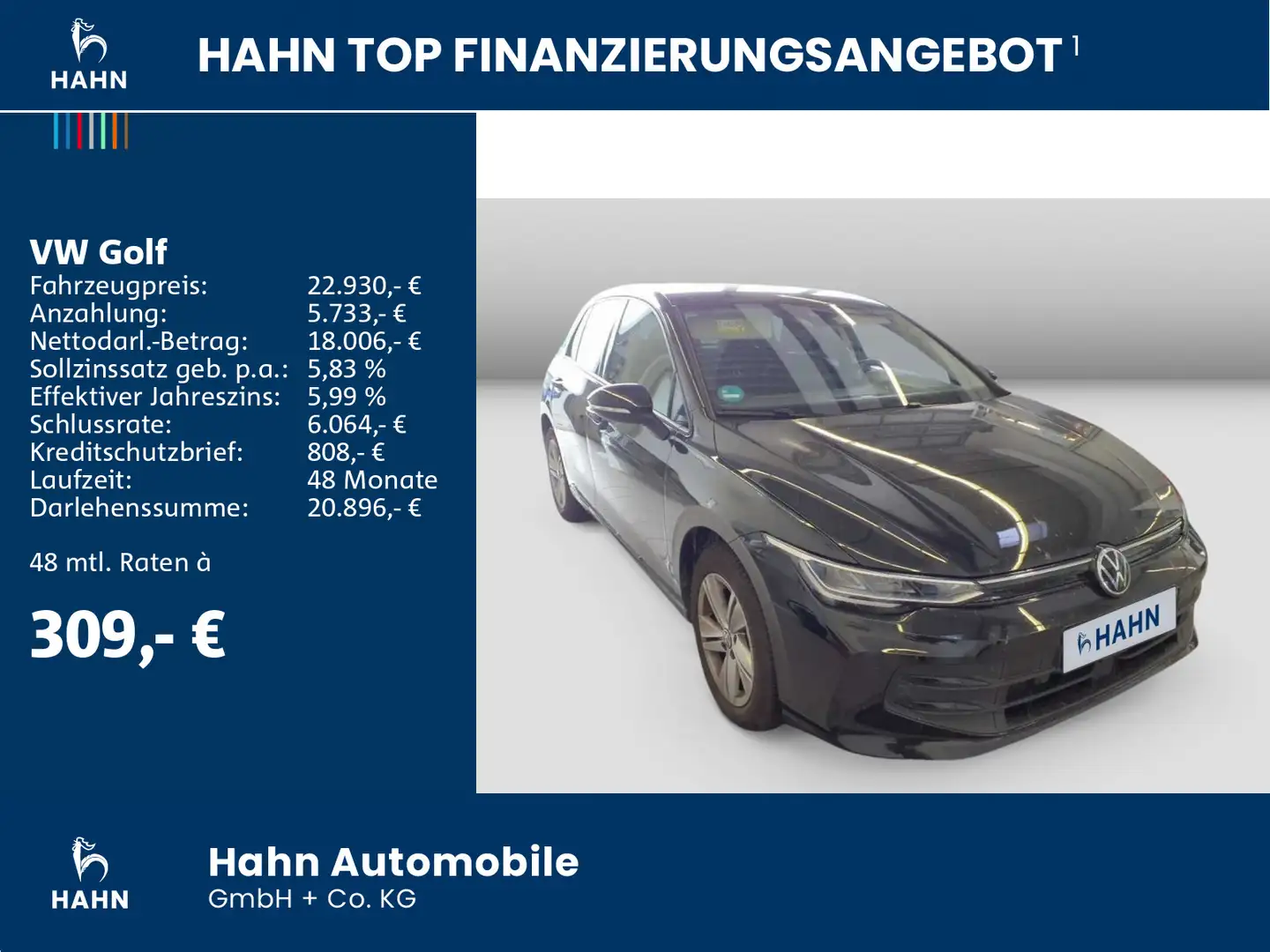 Volkswagen Golf VIII 1.5TSI Life ACC App-Co. Cam Navi Sitzh Schwarz - 2