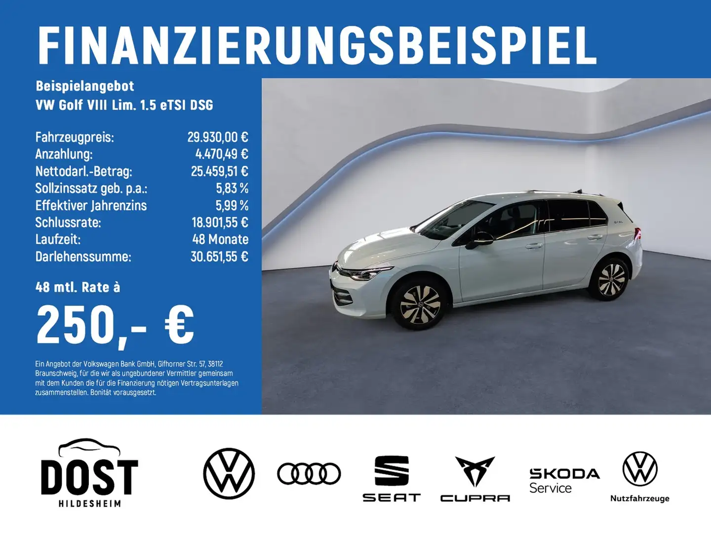 Volkswagen Golf VIII Lim. 1.5 eTSI DSG Goal NAVI+PDC+SHZ Blauw - 2