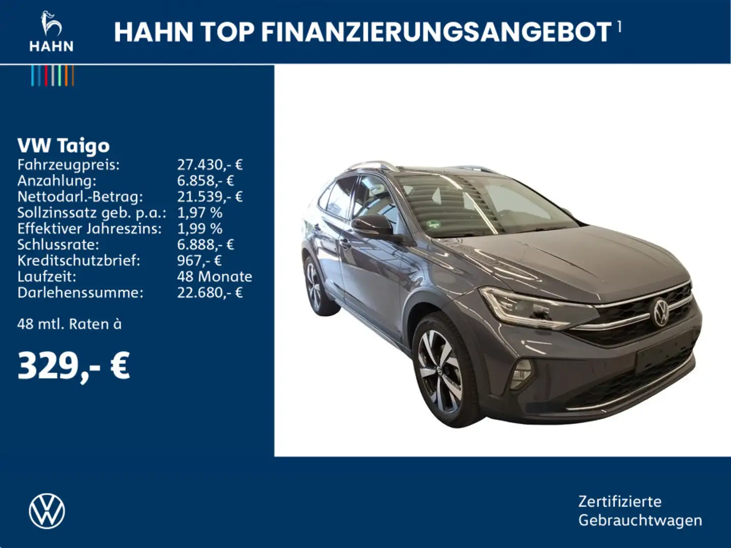Volkswagen Taigo 1.5 TSI DSG Style AHK Navi ACC Matrix CAM Grau - 2