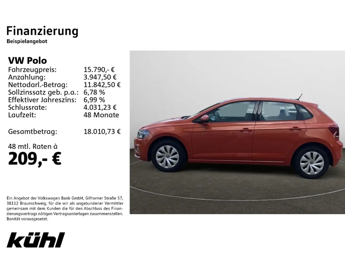 Volkswagen Polo VI 1.0 Comfortline Climatronic,DAB,SHZ., Orange - 2