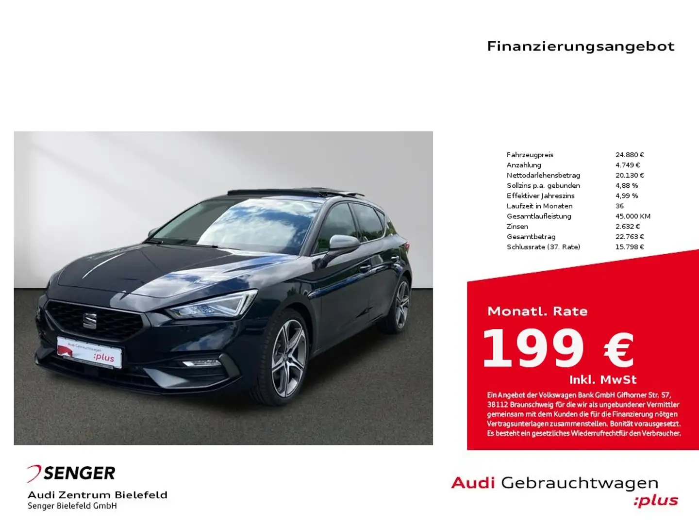 SEAT Leon FR 2.0 TDI CarPlay LED AHK Navi Panorama Blauw - 1