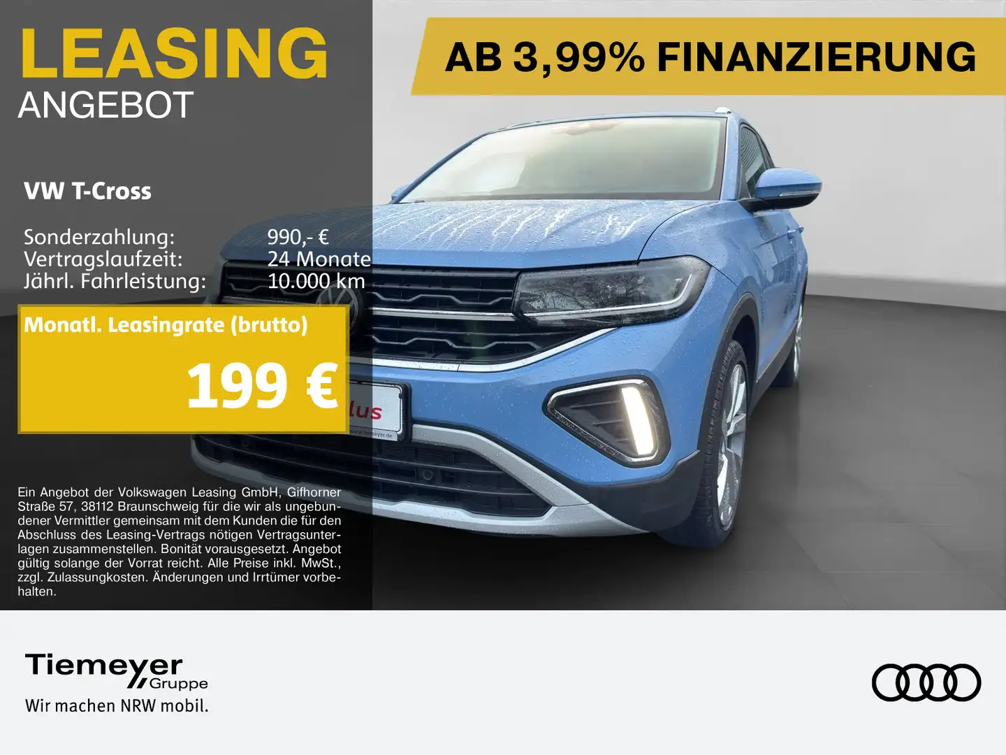 Volkswagen T-Cross 1.0 TSI DSG STYLE LM18 AHK IQ.DRIVE PRIV Blau - 1