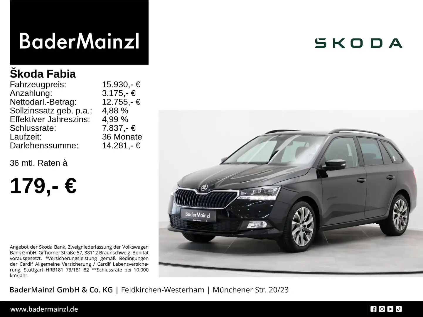 Skoda Fabia Combi 1.0 TSI Ambition SHZ PDC CarPlay Schwarz - 1