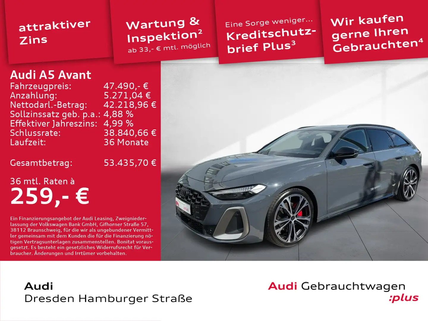 Audi A5 2.0 TFSI S line Matrix B&O Tech Pro Gris - 1