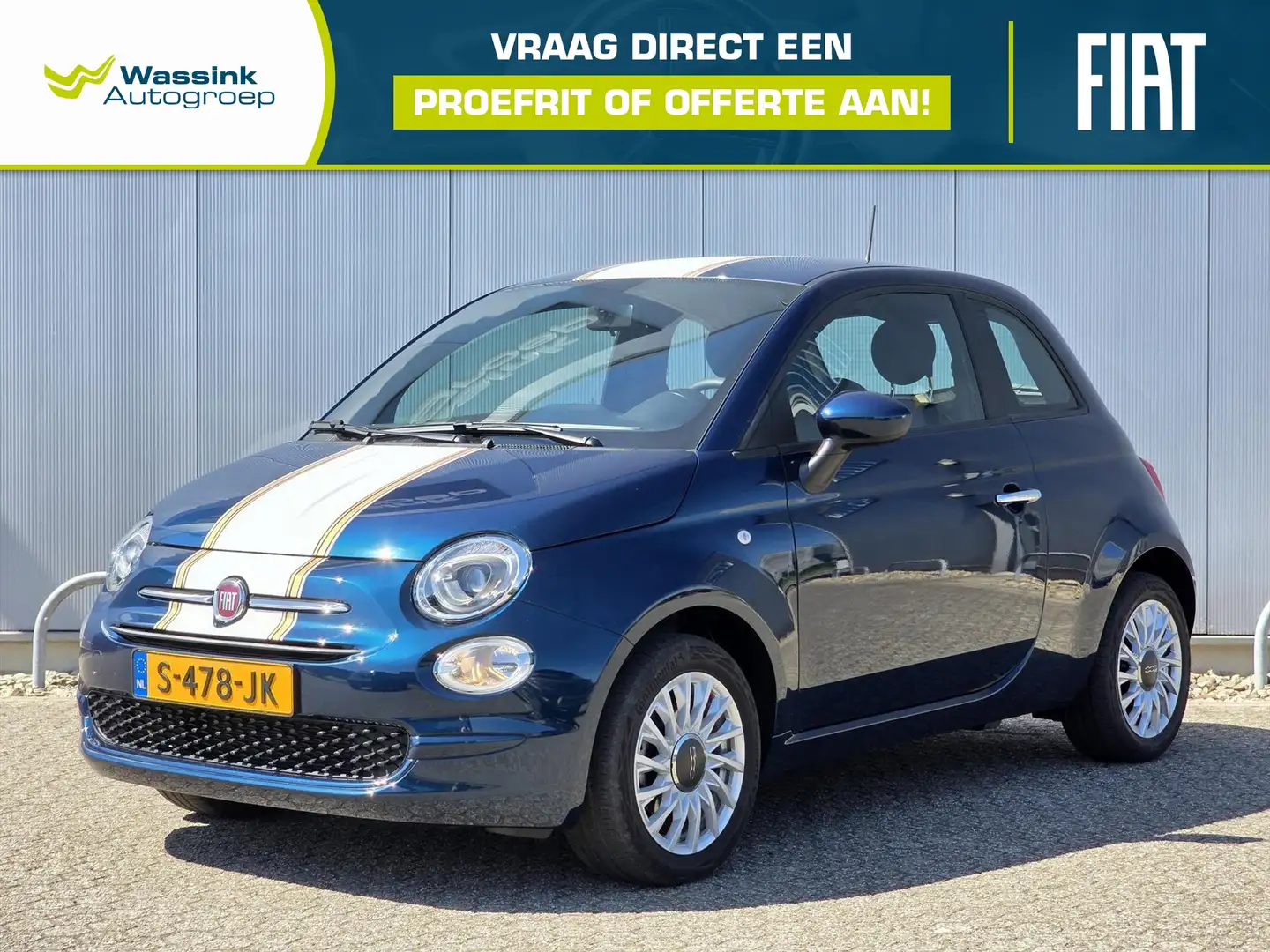 Fiat 500 1.0 70pk Hybrid Club | Airco | Carplay/Android Aut Bleu - 1