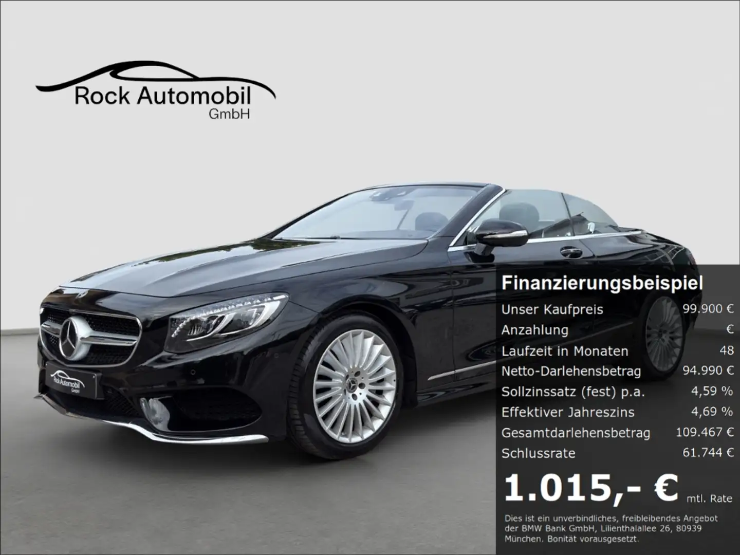 Mercedes-Benz S 560 Cabrio 9G Designo 1. Hand *Garantie* Schwarz - 1