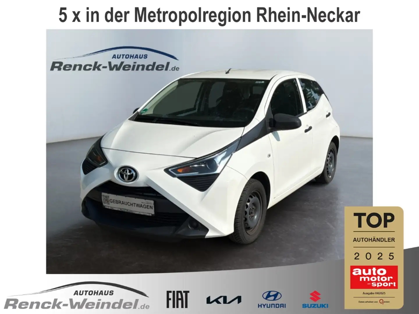 Toyota Aygo 1.0 Benzin Berganfahrass. GA Klima teilb.Rücksb eF Wit - 1