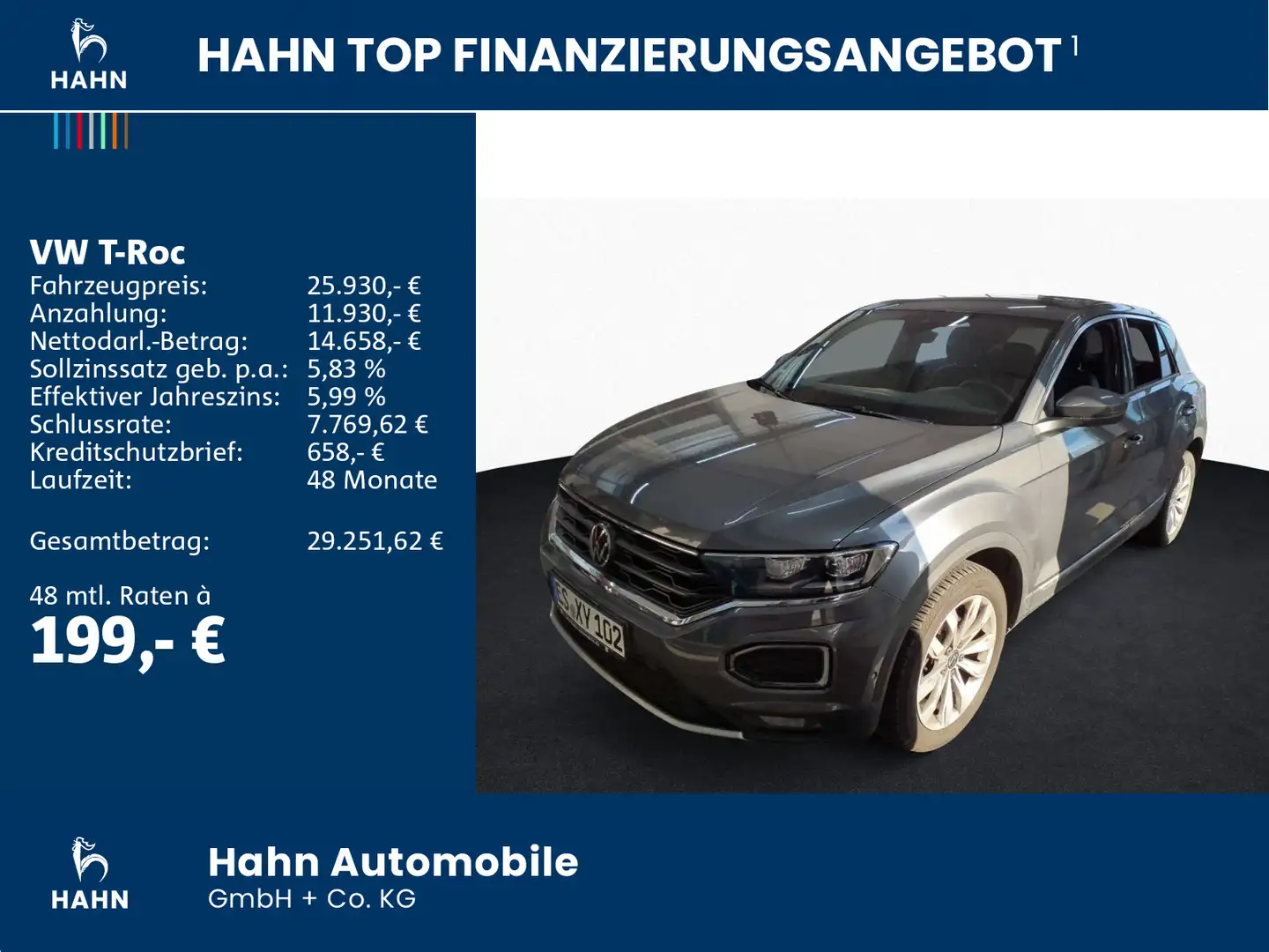 Volkswagen T-Roc 1.5TSI DSG Sport ACC CAM LED Navi Sitzh Grau - 2