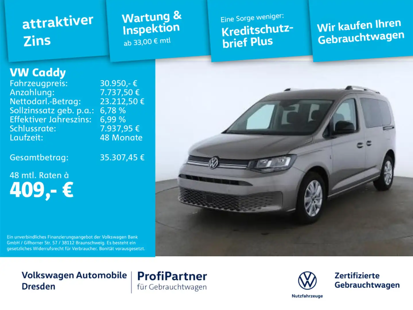 Volkswagen Caddy Life 1.5 TSI KLIMA APP PDC SHZ KAMERA Beige - 1