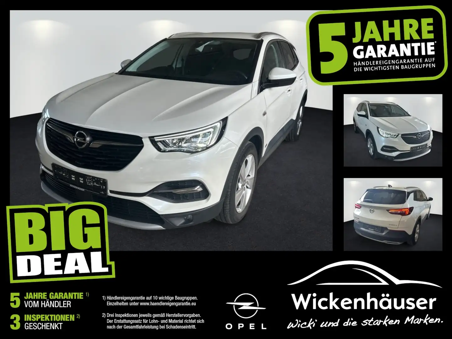 Opel Grandland 1.6 Elegance Allrad Navi Kamera Weiß - 1