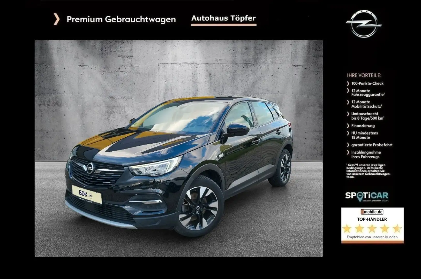 Opel Grandland X Sondermodell "Elegance" aus 1-Hand Zwart - 1