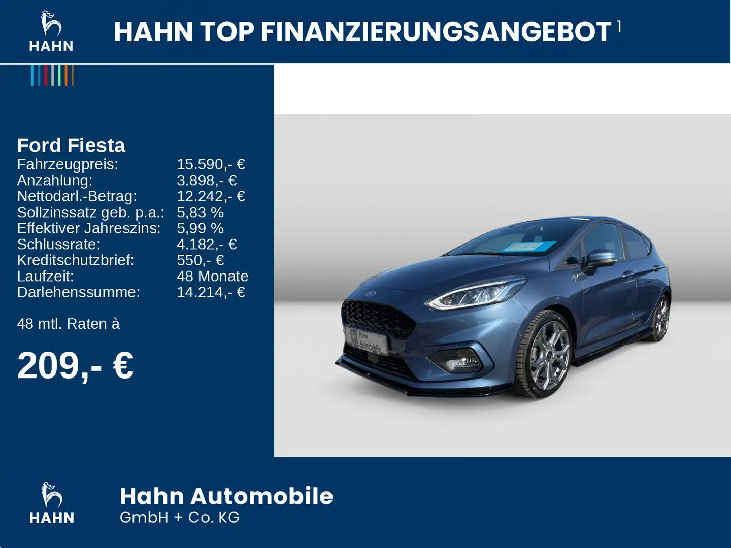 Ford Fiesta 1.0 ECO Boost ST-Line CAM Navi LED Klima Blau - 2