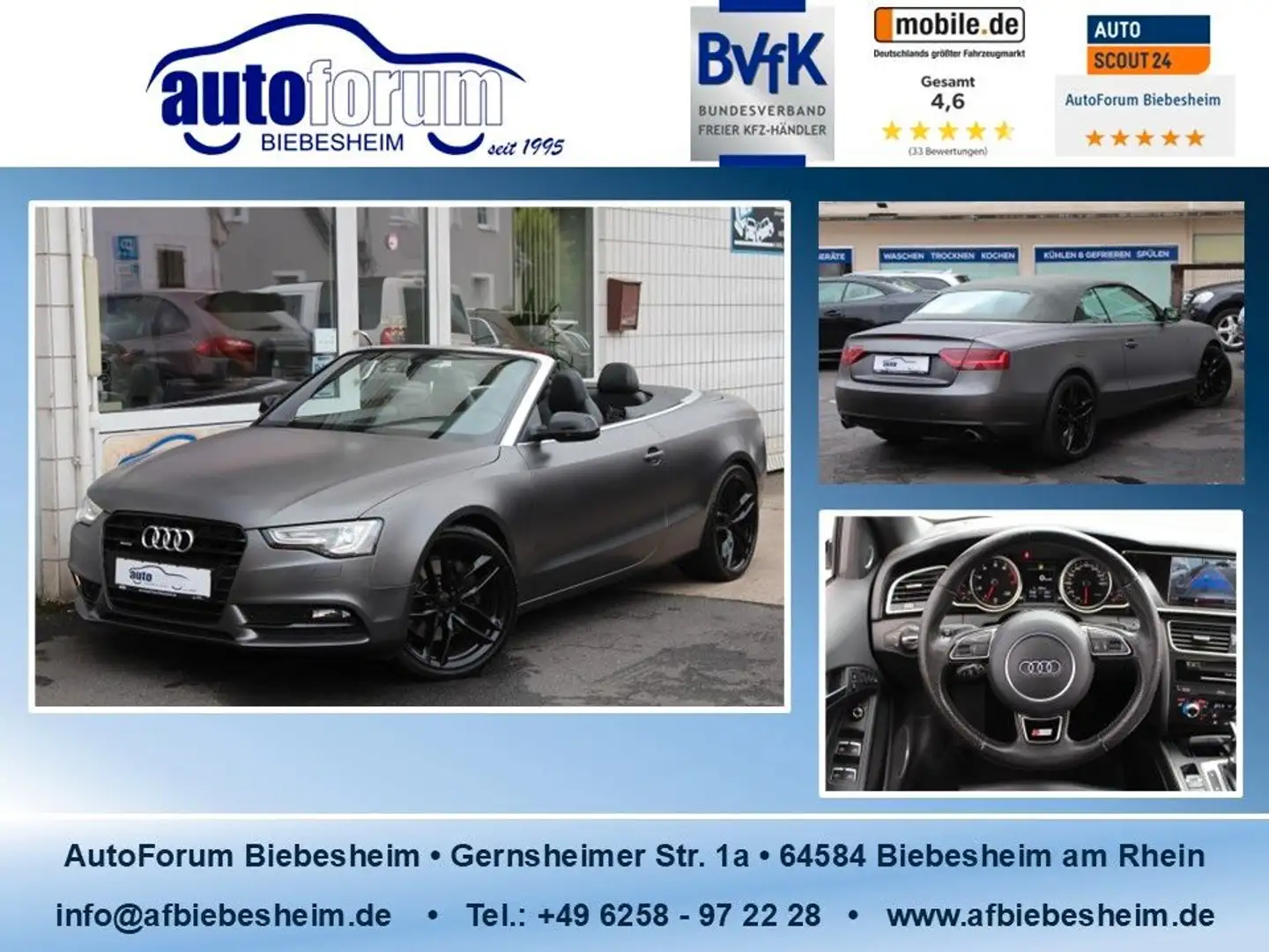 Audi A5 Cabriolet 3.0 TFSI quattro*Xenon*Kamera*Szh Violett - 1