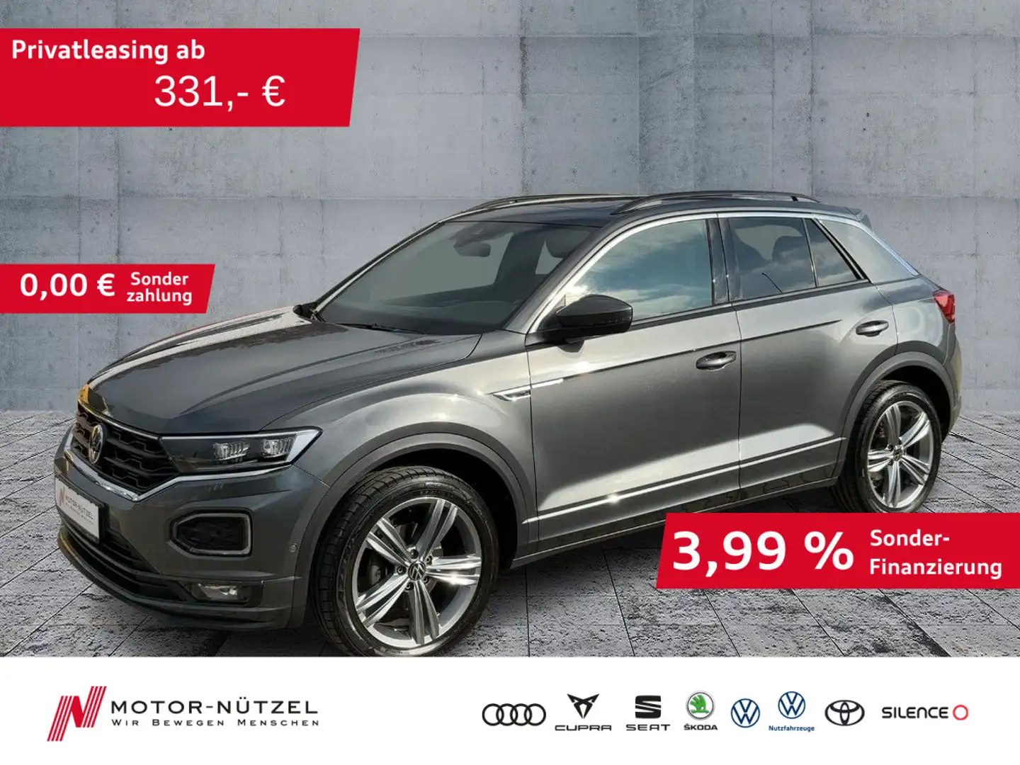 Volkswagen T-Roc 1.5TSI DSG R-LINE LED+NAV+ACC+SHZ+RFK+PANO Grau - 1