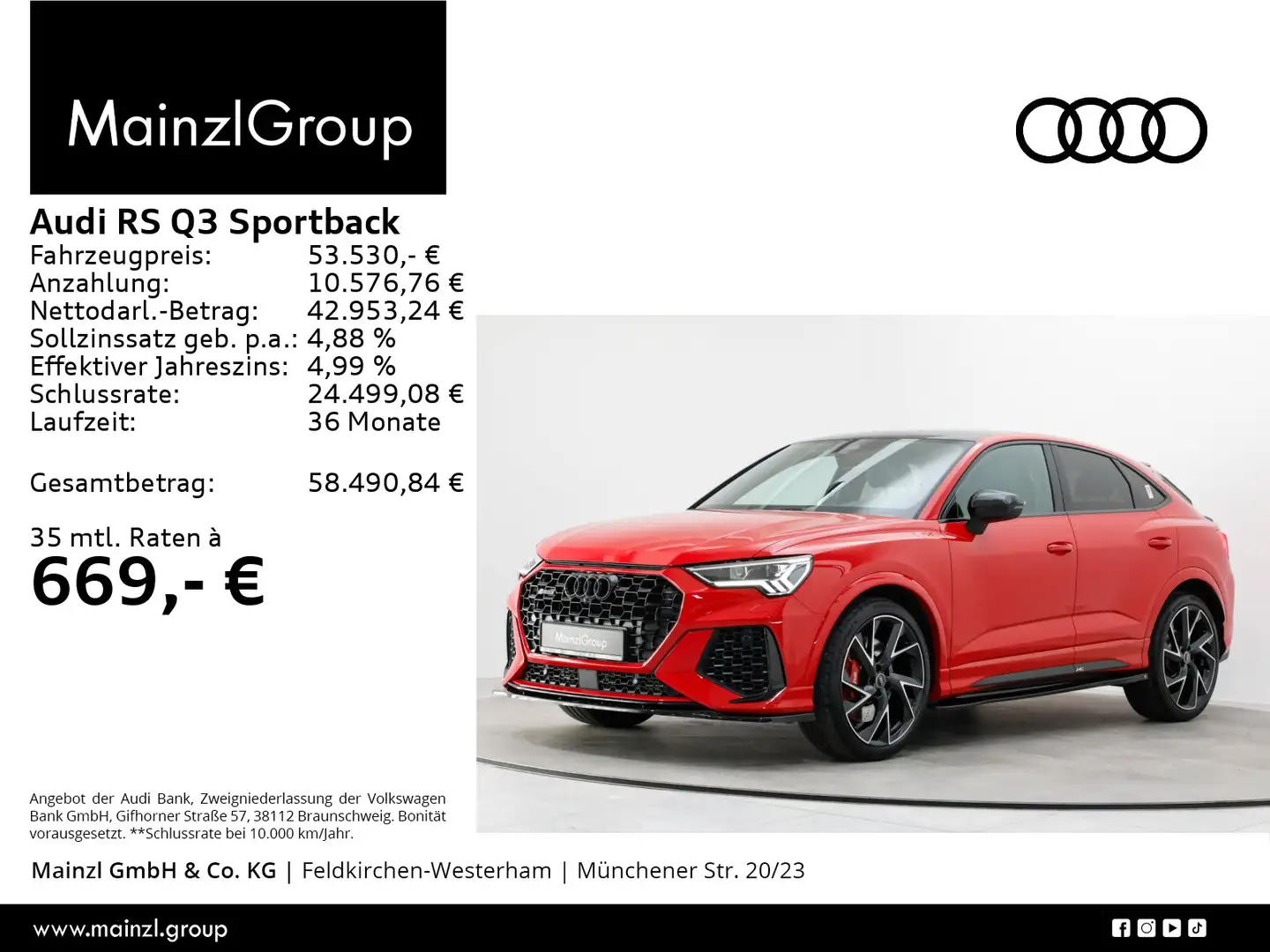 Audi RS Q3 RS-Abgas 360° SONOS AHK Pano SHZ Rot - 1