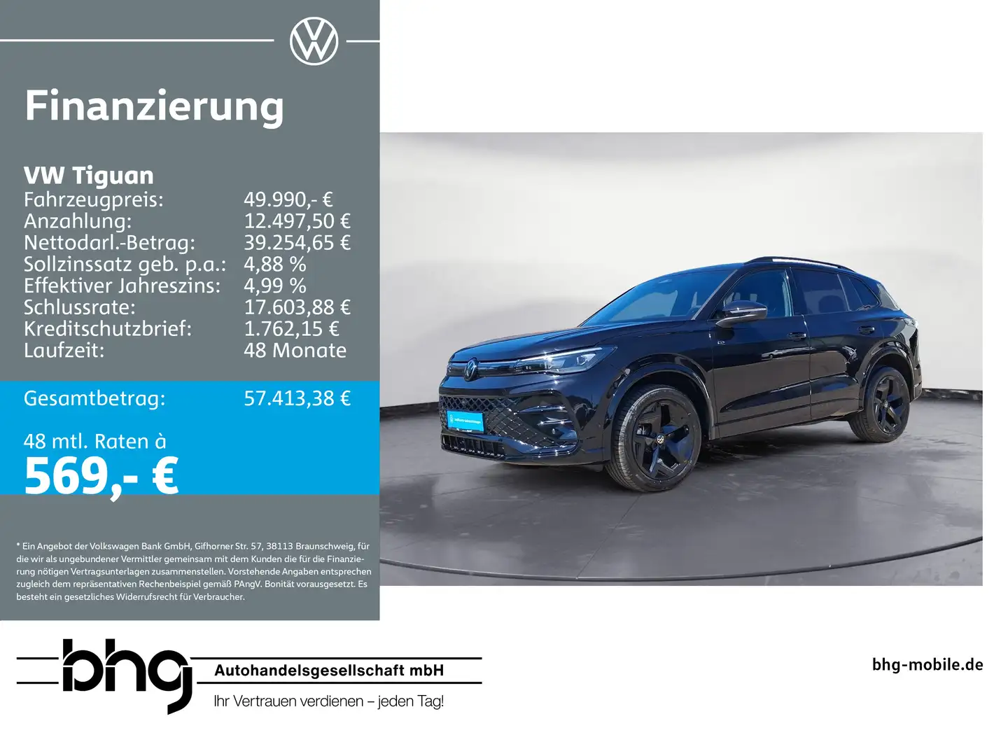 Volkswagen Tiguan 2.0 TDI SCR 4MOTION DSG R-Line Kamera Schwarz - 1