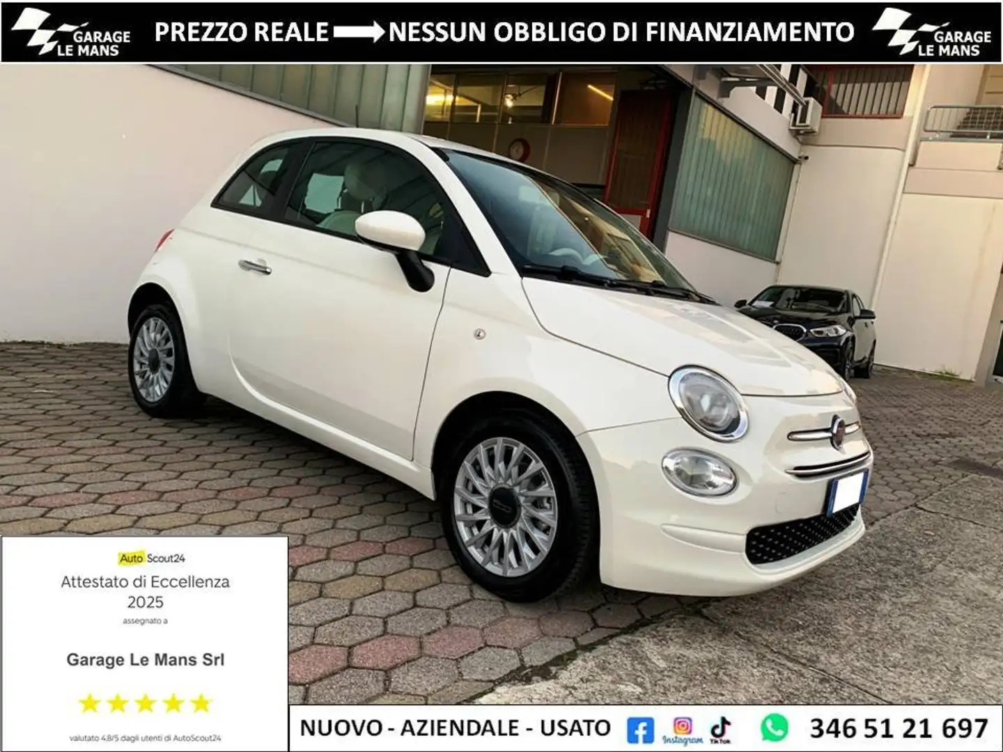 Fiat 500 1.2 LOUNGE DUALOGIC TETTO CRUISE PDC UNIPROP. Blanc - 1
