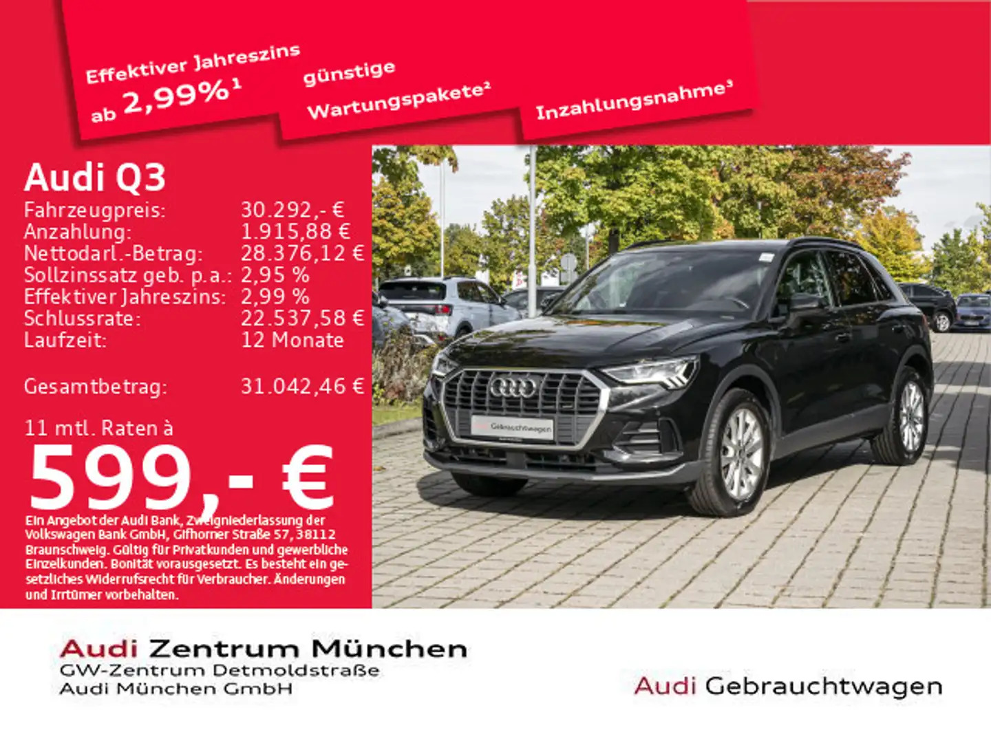 Audi Q3 45 TFSI e S tronic S line LED/Navi+ Schwarz - 1