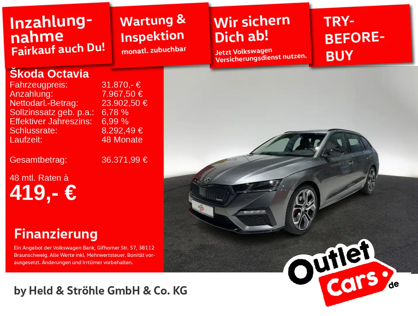 Skoda Octavia Combi RS PLUS 2.0 TDI DSG 4x4 PANO AHK Grijs - 1