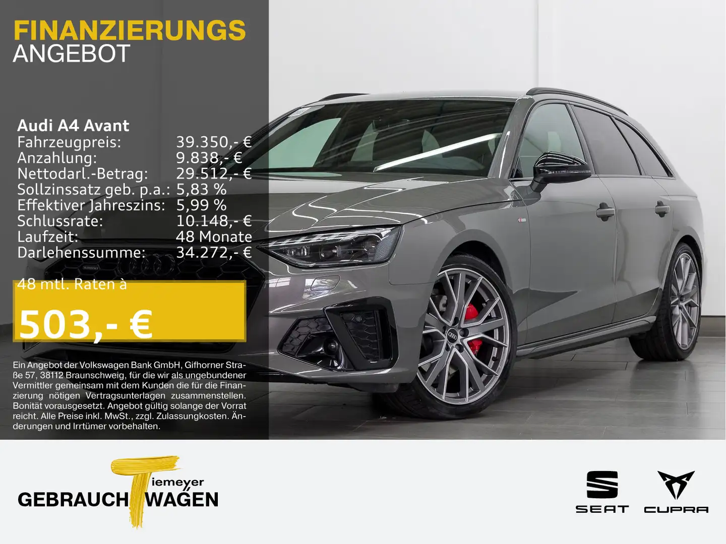 Audi A4 40 TFSI Q 2X S LINE MATRIX AHK VIRTUAL Grijs - 1