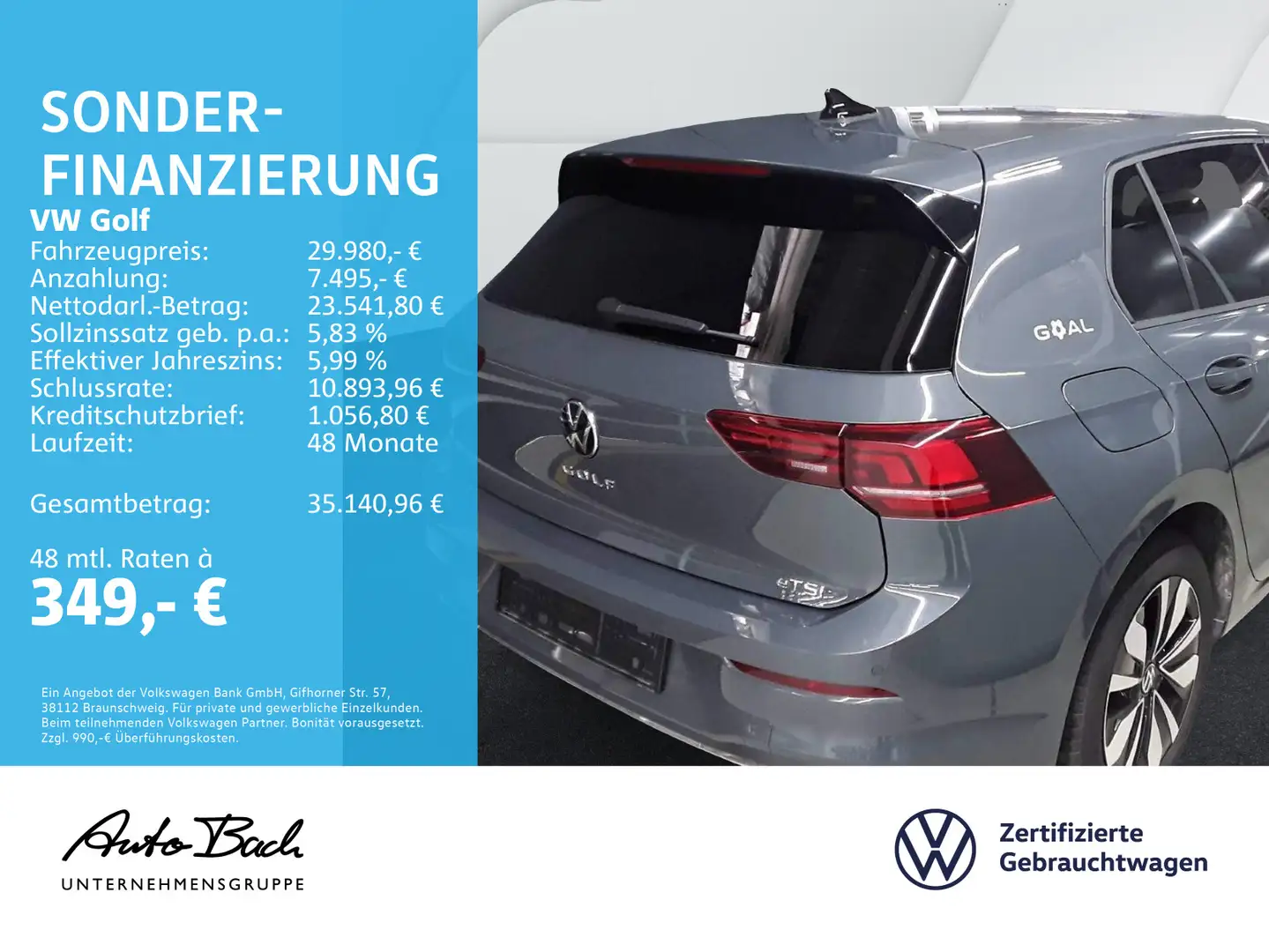 Volkswagen Golf VIII Goal 1.5 eTSI DSG Navi LED ACC EPH AHK Grau - 2