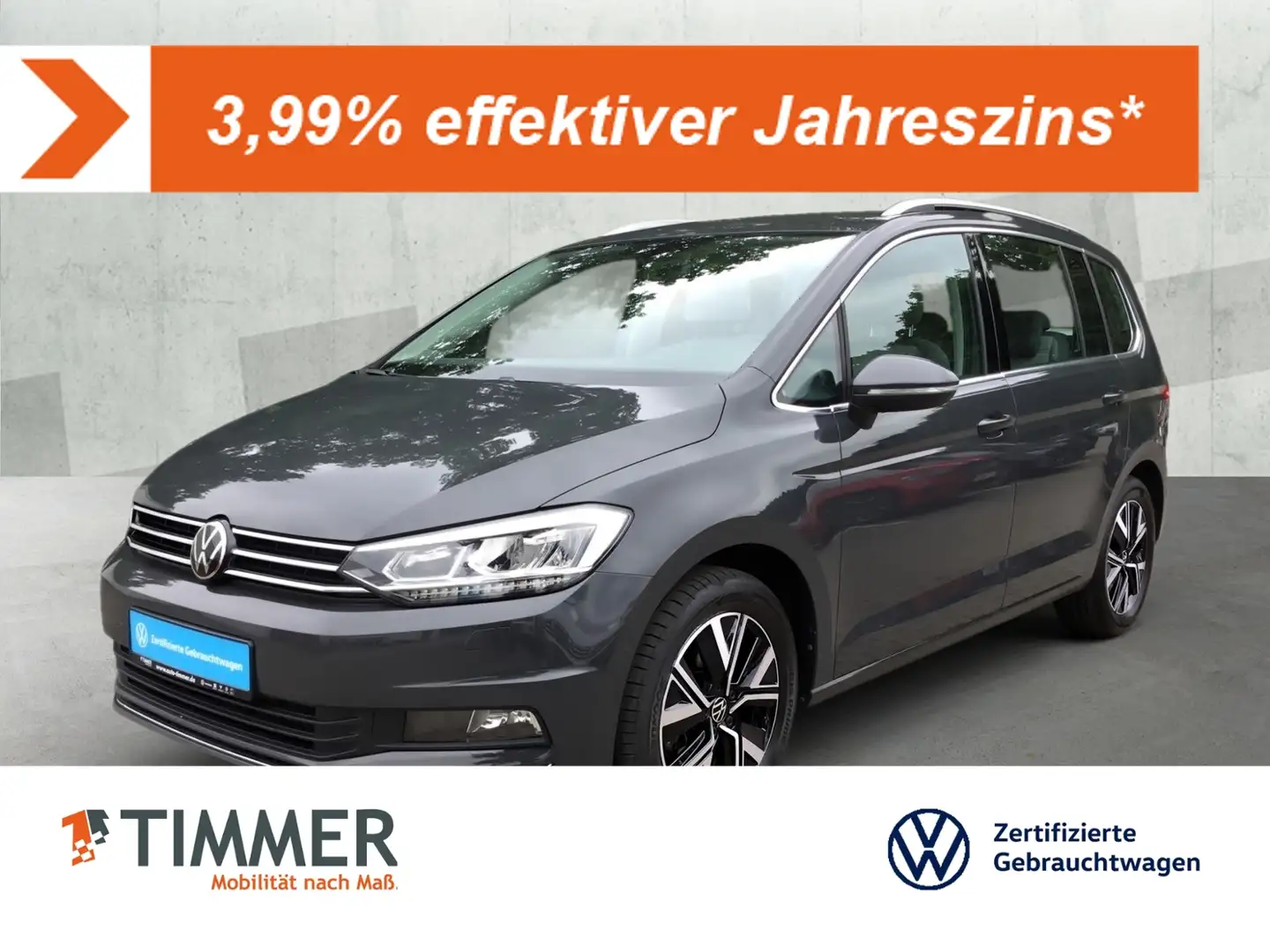 Volkswagen Touran 1.5 TSI DSG HIGHLINE *AHK *LED *ACC *NAVI *SHZ * Grijs - 1