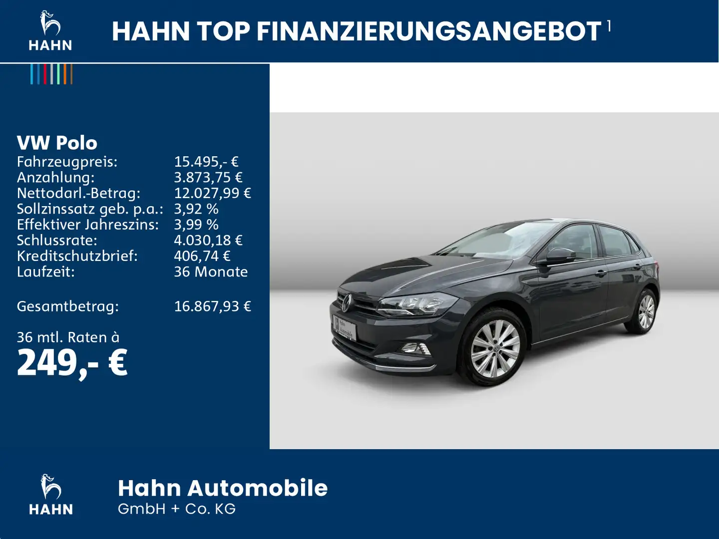 Volkswagen Polo 1.0TSI Highline AHK Navi ACC APP Sitzh PDC Grau - 2