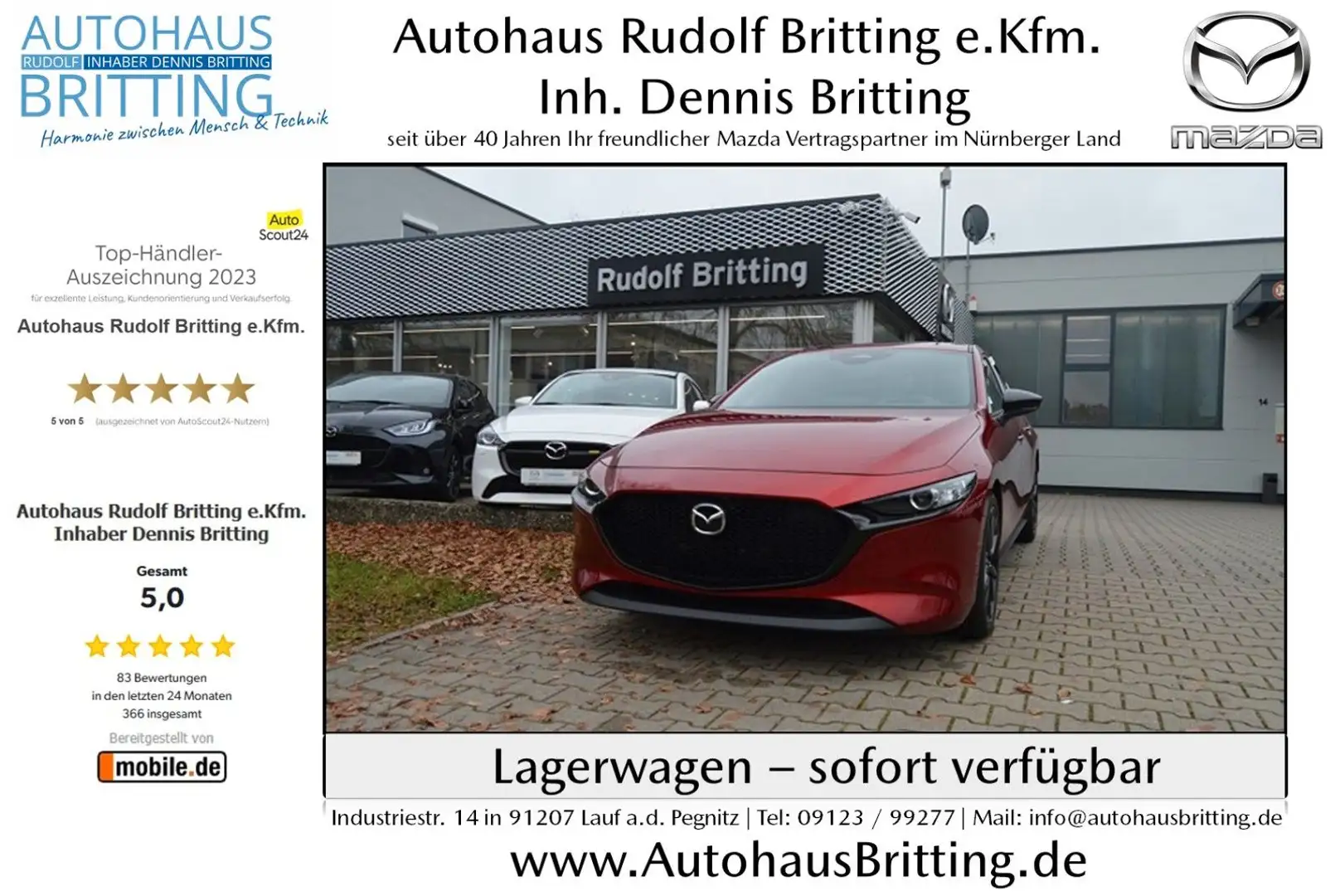 Mazda 3 Benzin 140PS 6AG Homura Navi PDC SHZ Rot - 1