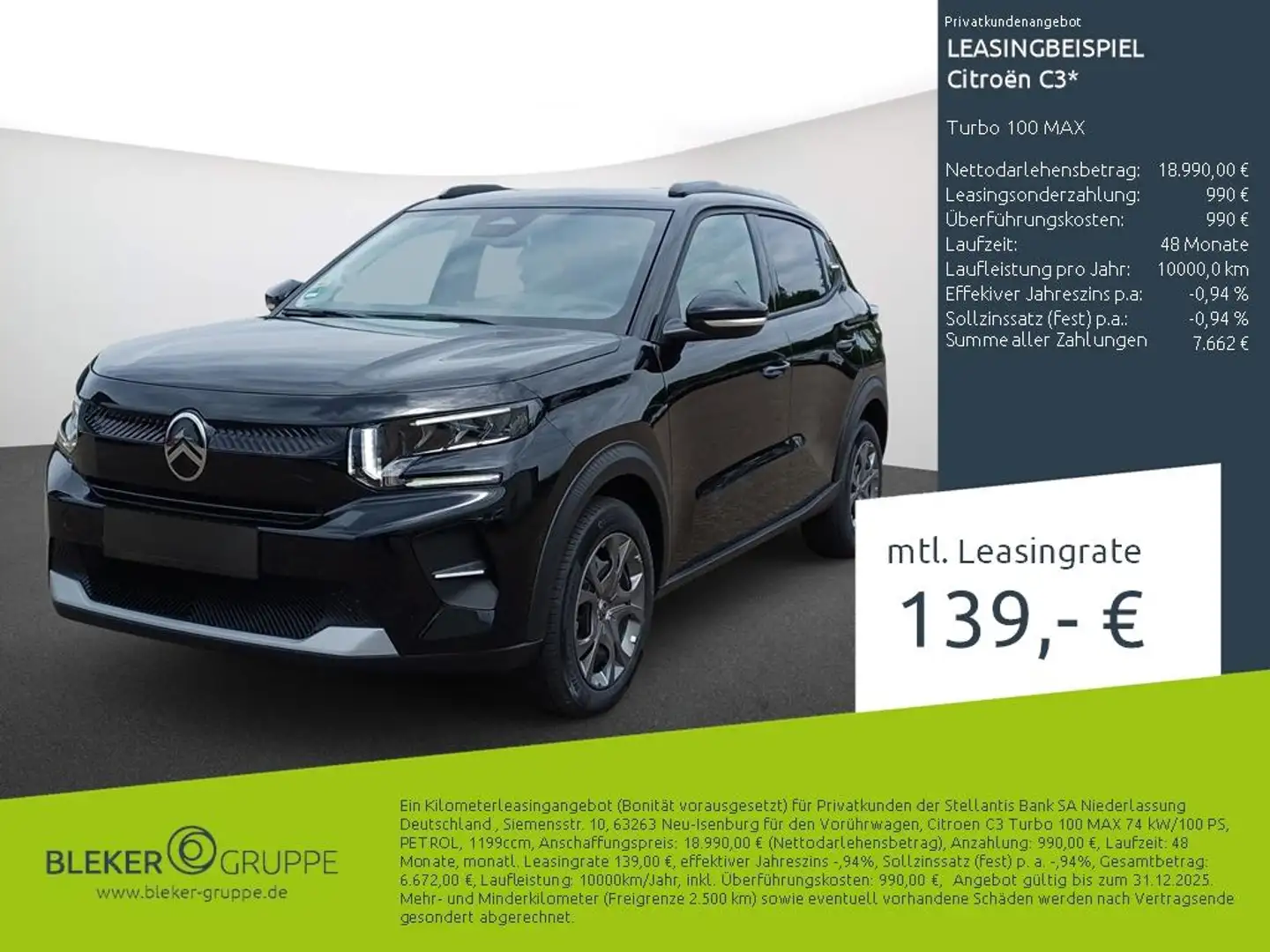 Citroen C3 Turbo 100 MAX Schwarz - 1