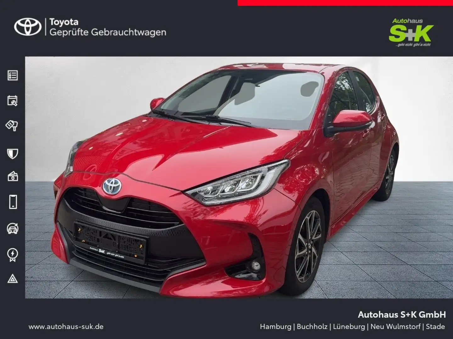 Toyota Yaris Hybrid 1,5 Syst. 85kW 116 PS+R-Kamera+SHZ+ Rood - 1
