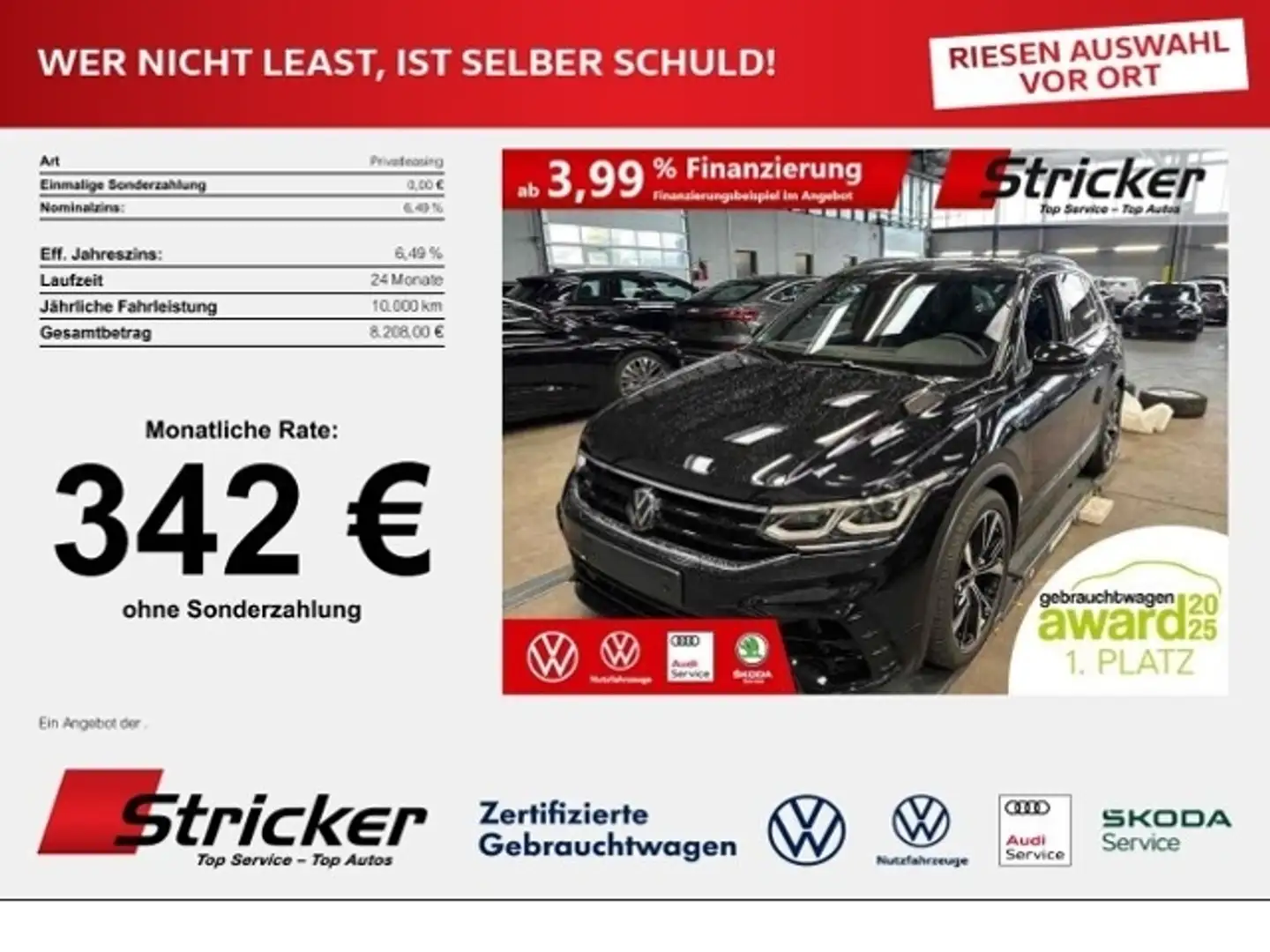 Volkswagen Tiguan R 2.0TSI DSG 342,-ohne Anzahlung Black Style Pano Schwarz - 1