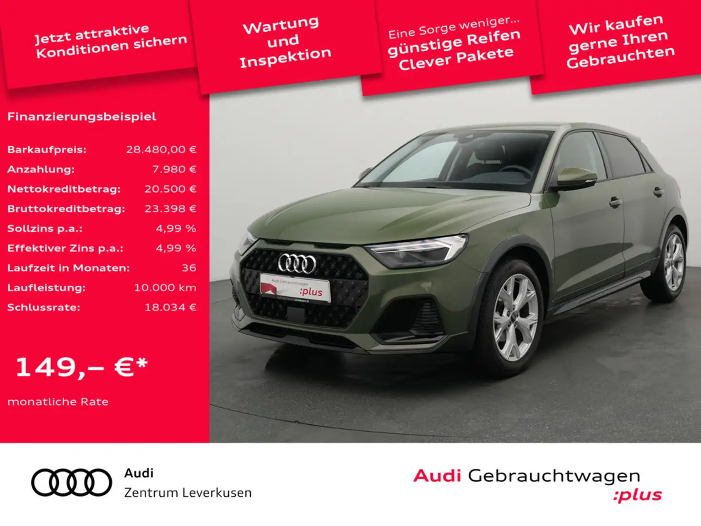 Audi A1 allstreet S-TRON NAVI VIRT ACC AHK CARPLAY Grün - 1