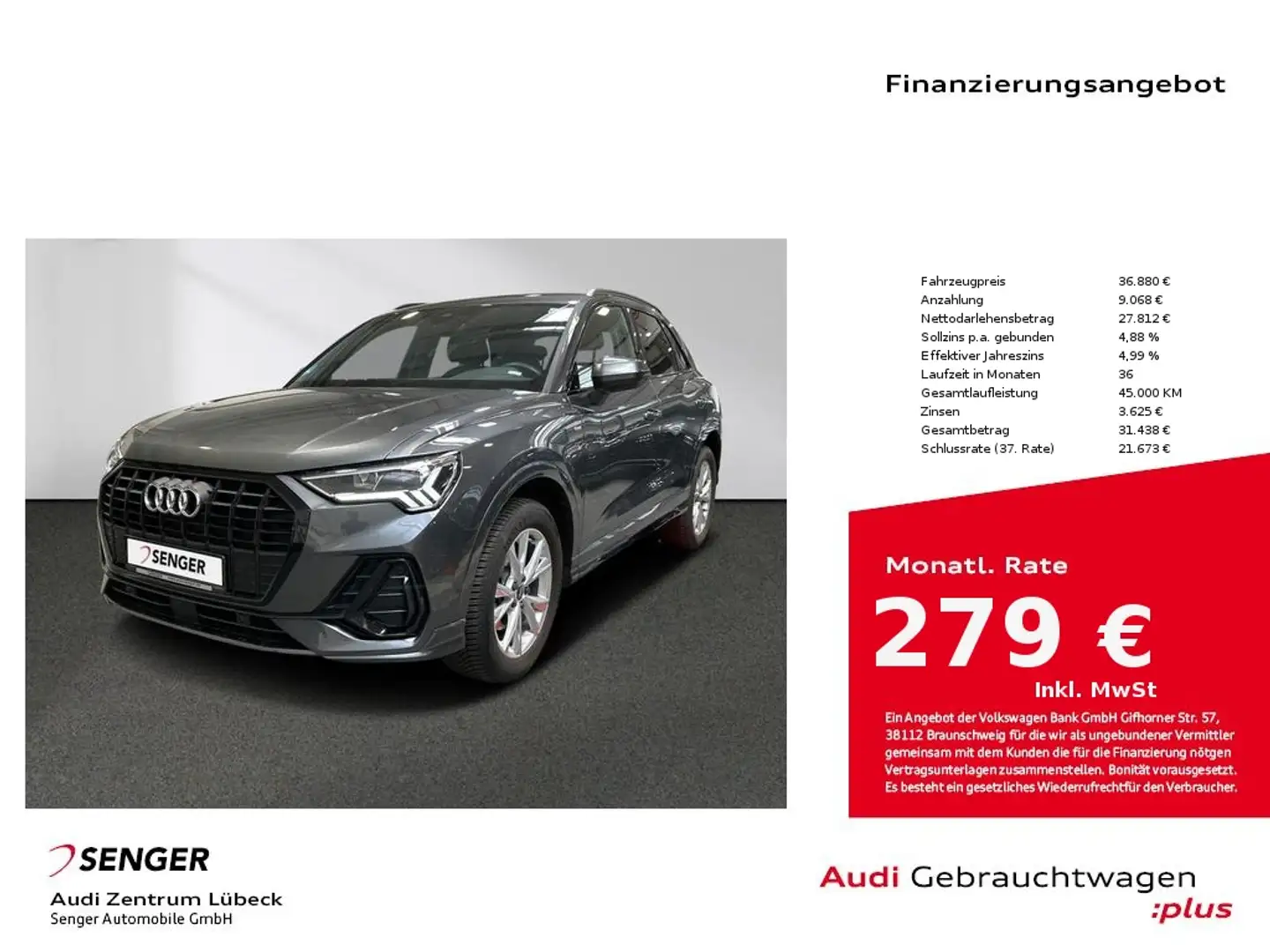 Audi Q3 S line 35 TFSI S tronic MMI LED AHK Grau - 1