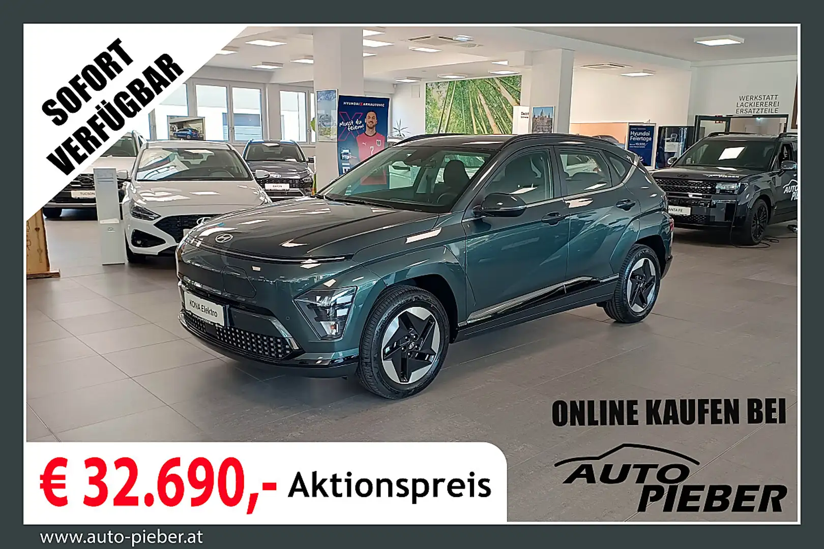 Hyundai KONA Kona Elektro 64,8kWh Smart Line *Wärmepumpe*LED... Grün - 1