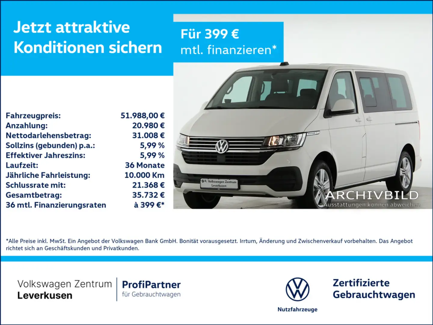 Volkswagen T6.1 Multivan Generation Six MEMORY NAVI VIRT Schwarz - 1