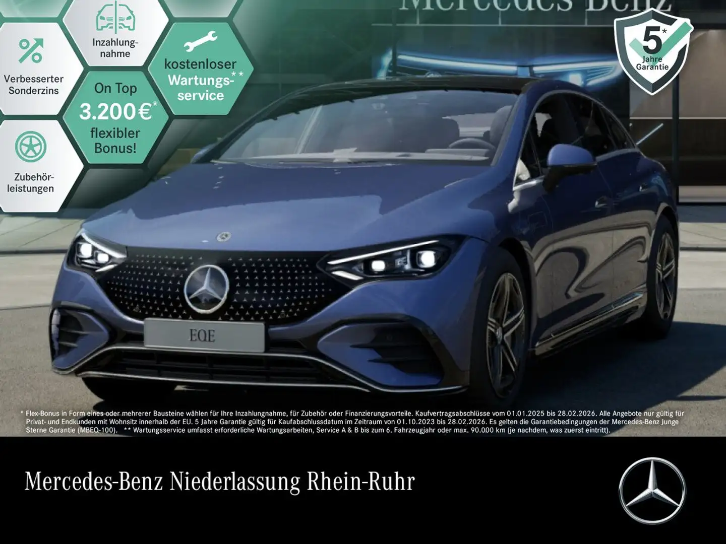 Mercedes-Benz EQE 350 4Matic AMG Fahrass 360° Pano Burmester HUD Blau - 1