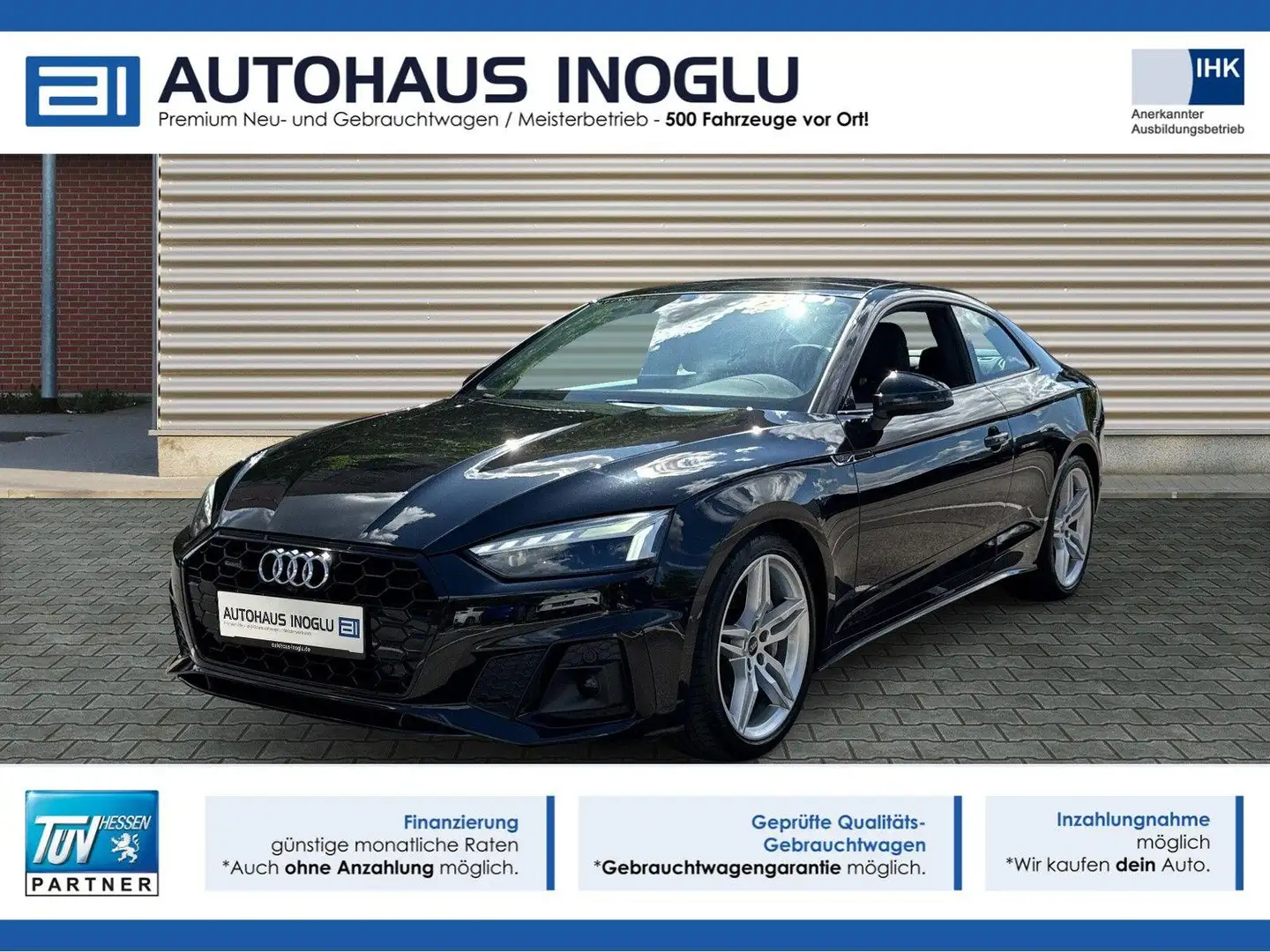 Audi A5 50 TDI quattro S line Matrix+Pano+Leder+R-Kam Schwarz - 1