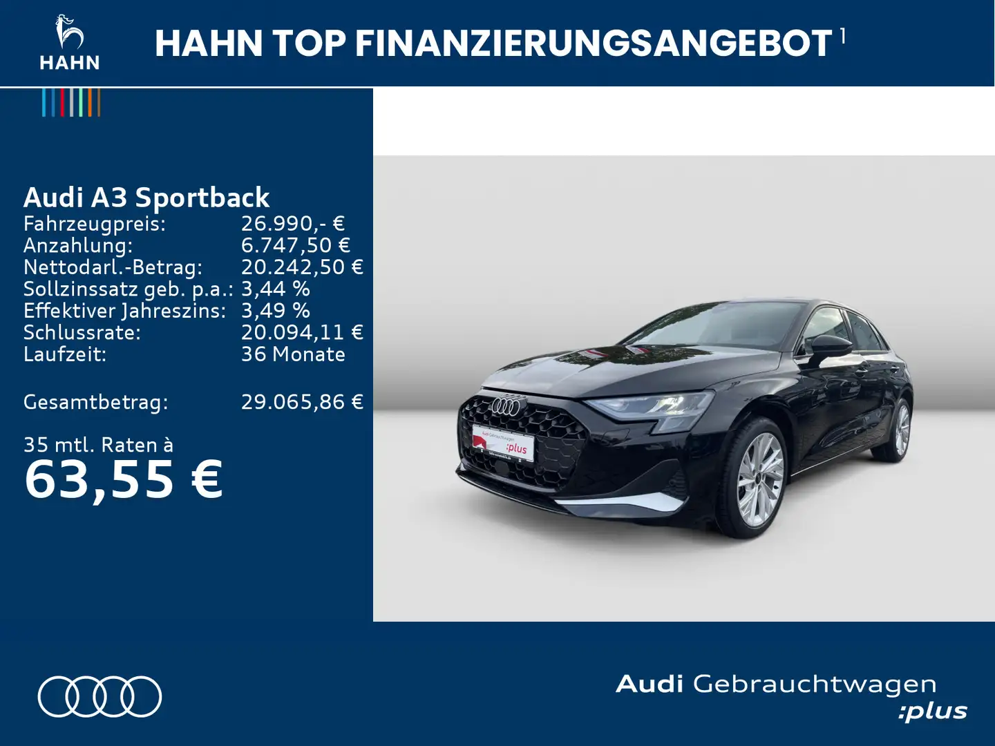 Audi A3 30TFSI 6-Gang advanced LED Navi APP Schwarz - 2