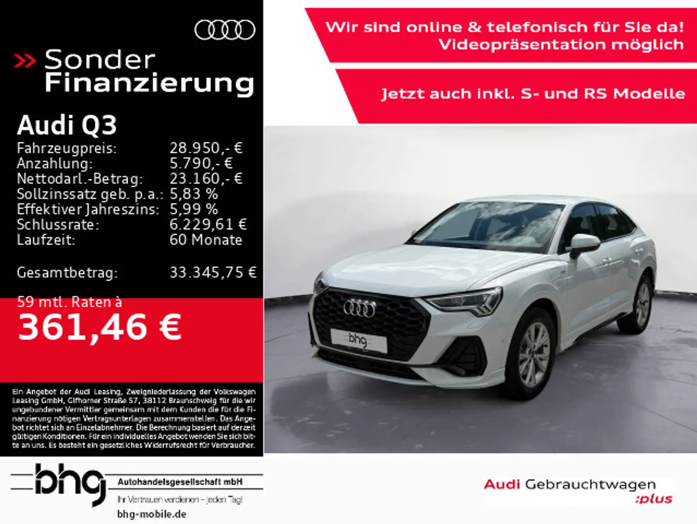 Audi Q3 45 TFSIe Sportback S tronic S line Kamera Bianco - 1