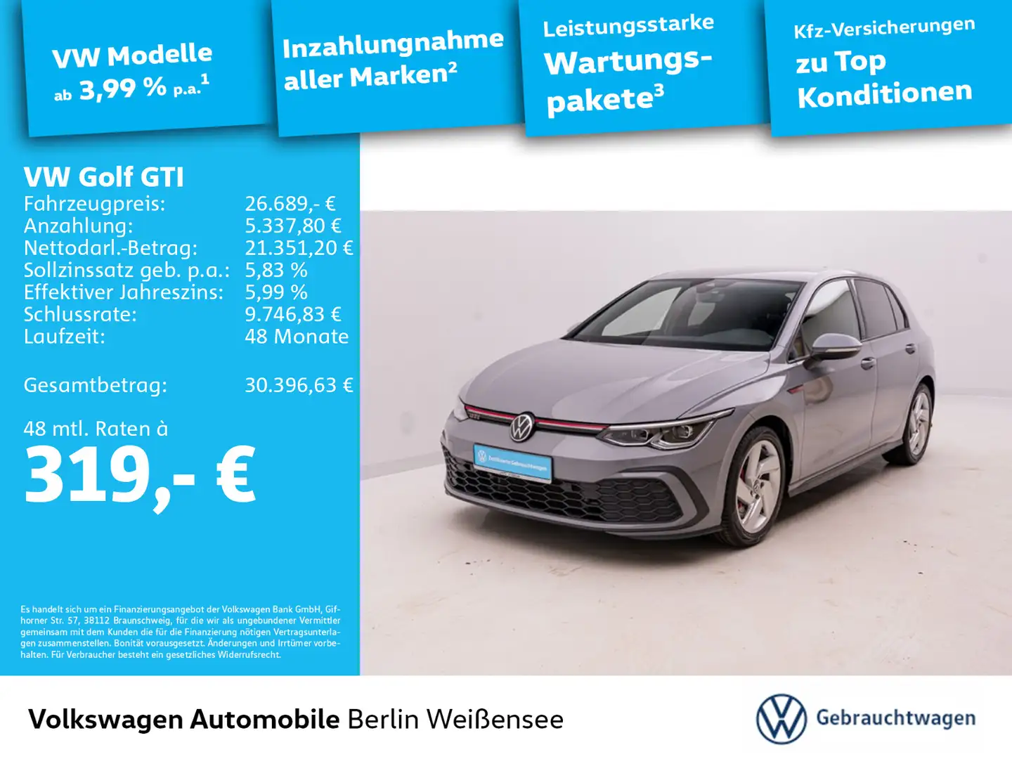 Volkswagen Golf GTI Golf VIII GTI 2.0 TSI*DSG*APP*PDC*AAC*RFK*SHZ* Grau - 1